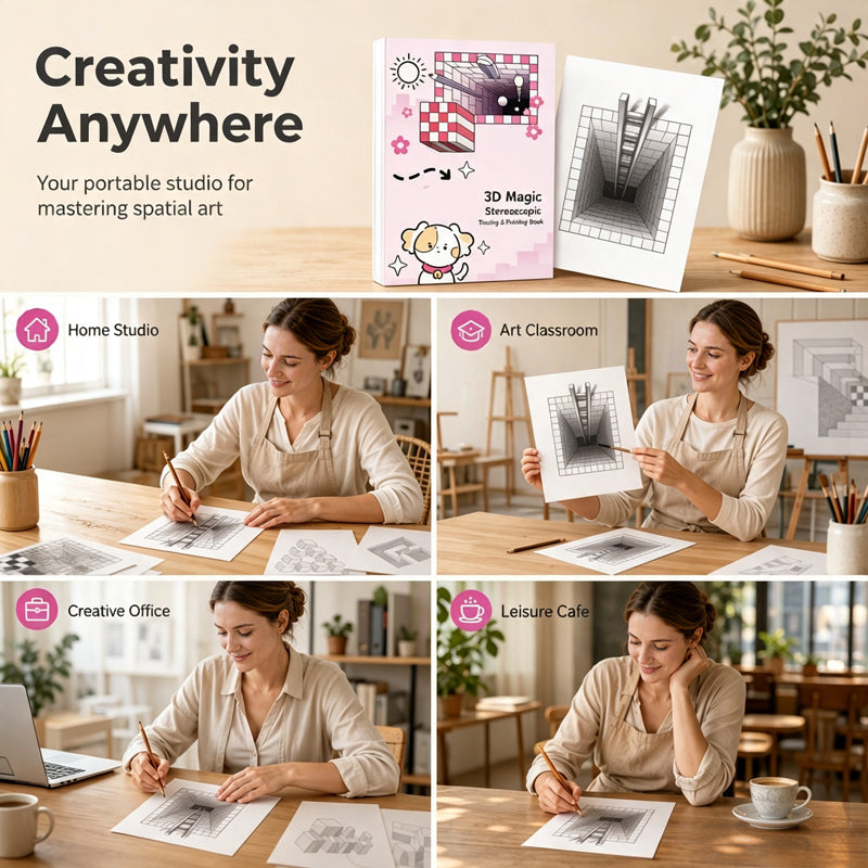 Drawing book activity at an art table