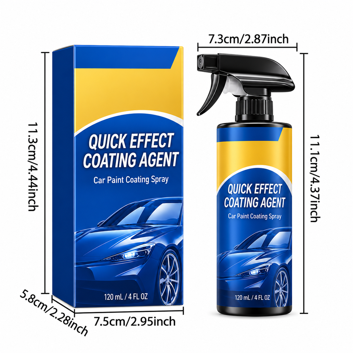 120 mL coating spray bottle with package dimensions