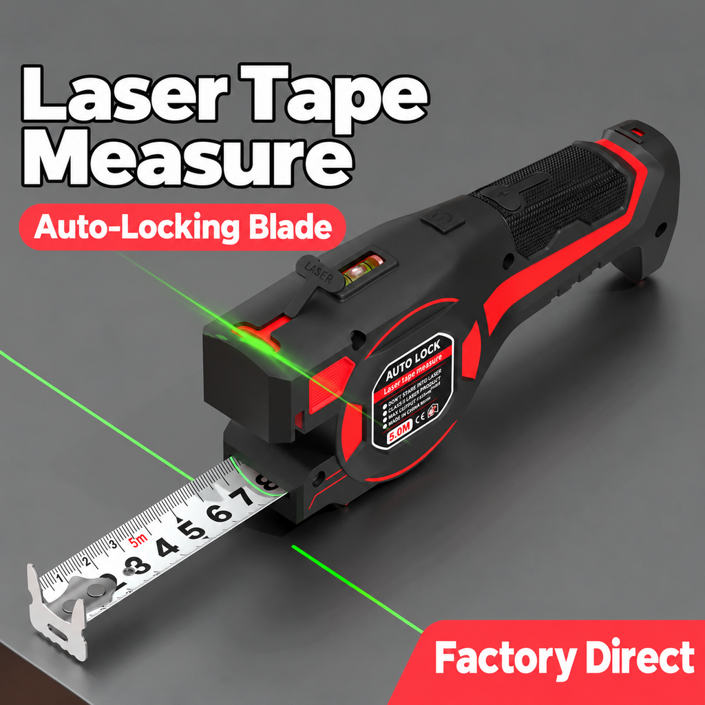 2-in-1 Laser Tape Measure with Digital Distance Meter and Bubble Level