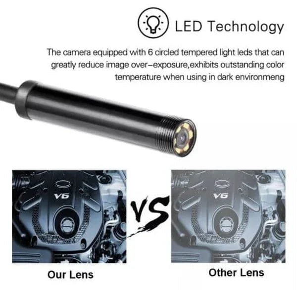 Endoscope camera tip and lights
