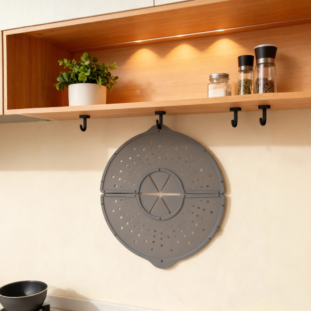 Gray guard stored on a kitchen wall