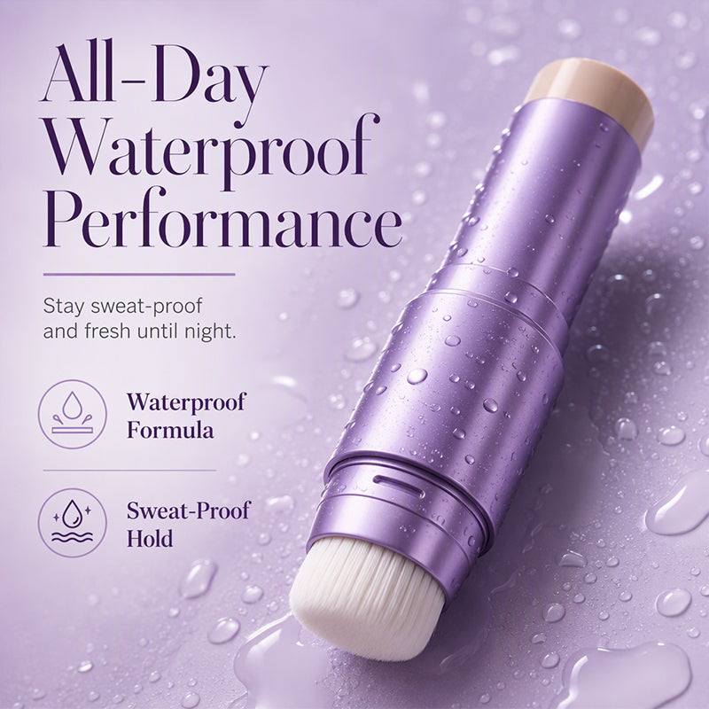 Foundation stick with water droplets