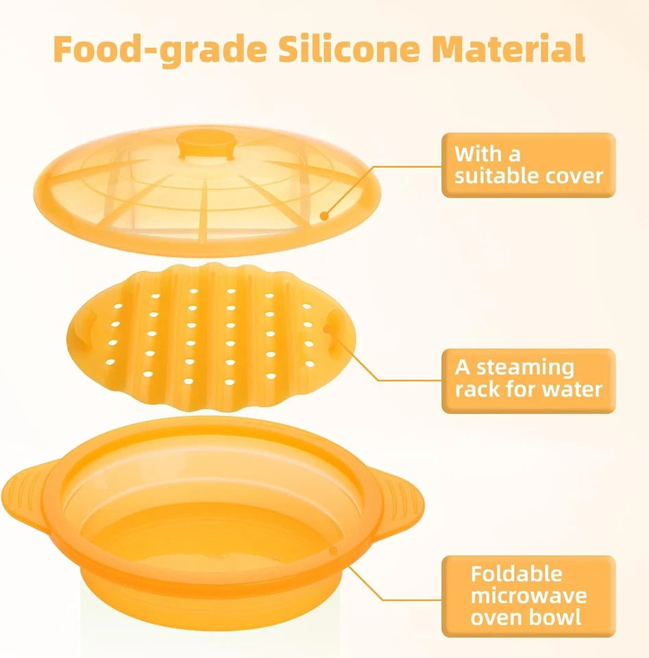 Silicone Microwave Steamer Bowl with Lid