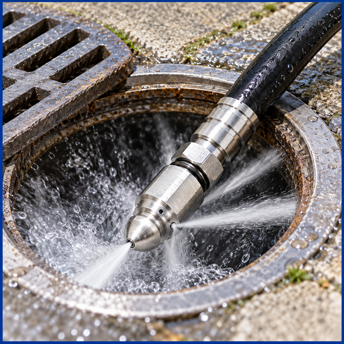 Stainless Steel Sewer Jetter Nozzle 1/4 Inch Quick Connect High Pressure Drain Cleaning Jet Nozzle