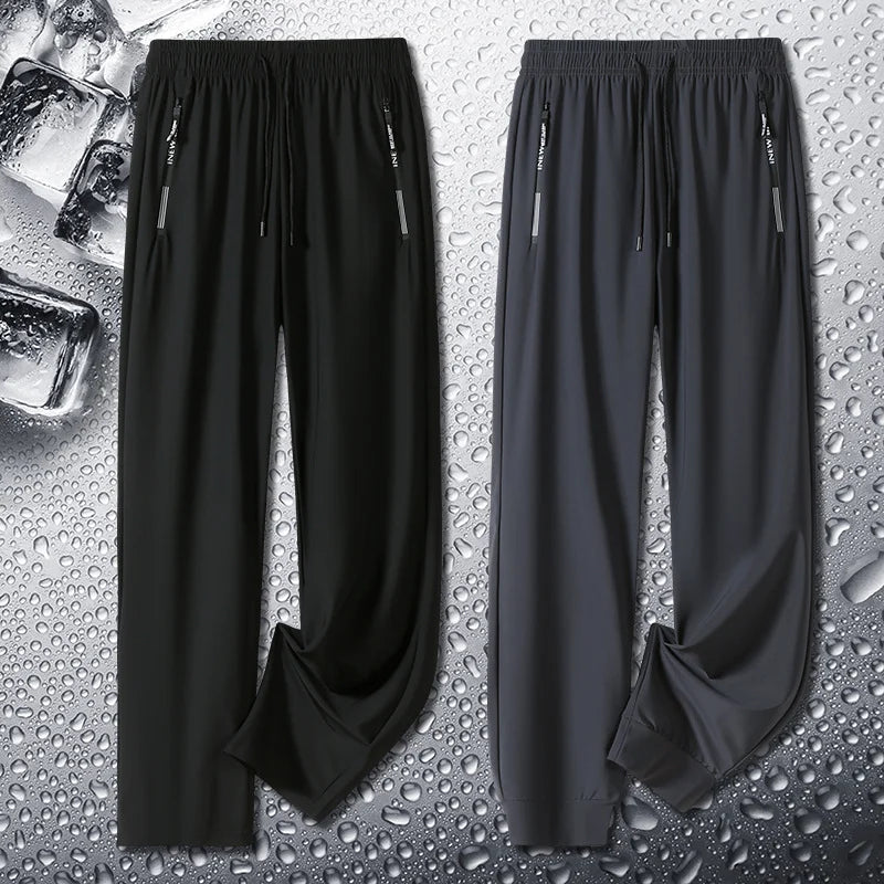 Black and gray pants side by side