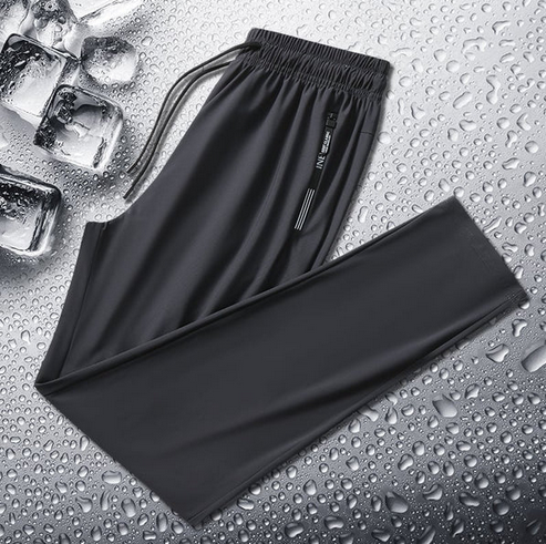 Black pants with straight hem detail