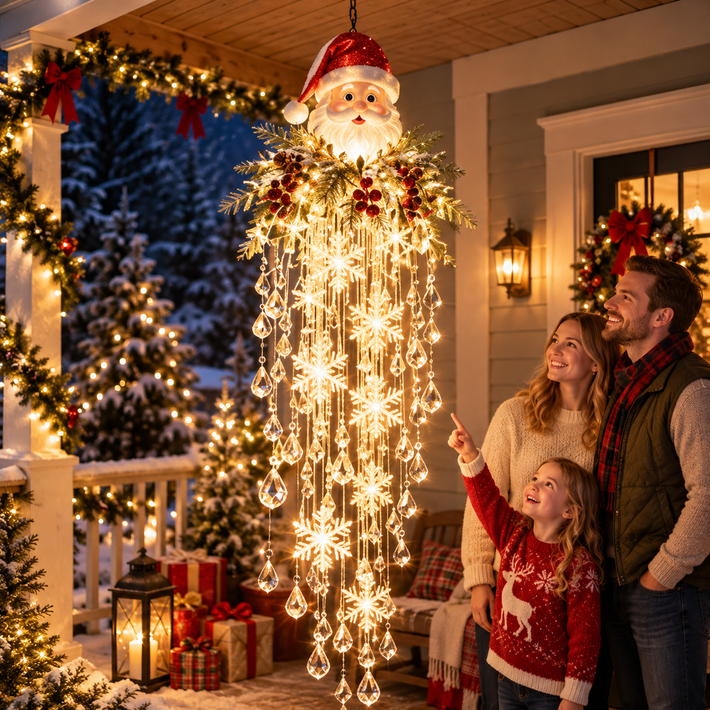 Hanging Snowflake & Crystal LED Christmas Porch Light