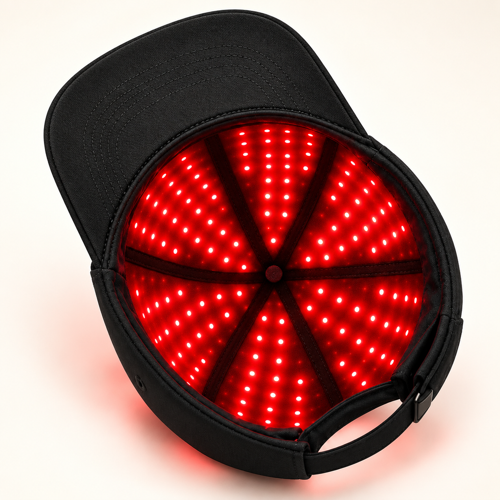 Black cap with illuminated inner LED panel