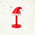 Red Santa hat paper towel holder stand on a light background