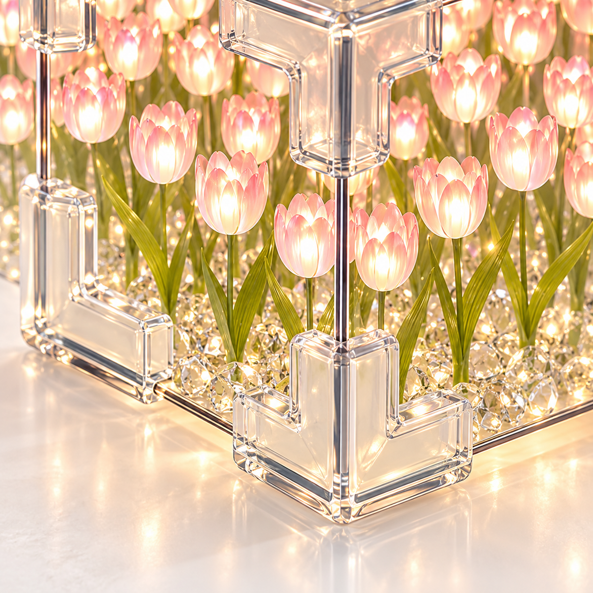 DIY Tulip Cube Night Light Glowing Flower Desktop Ornament