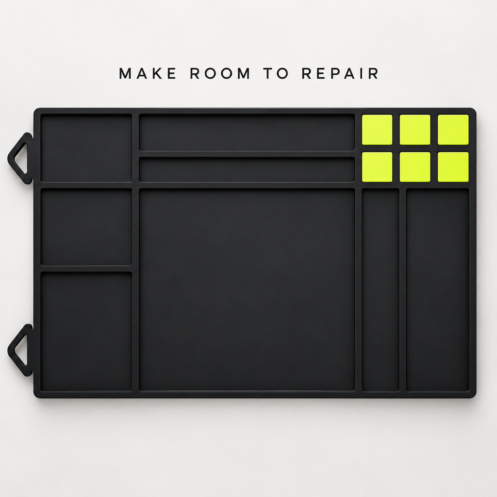 Magnetic Silicone Repair Mat with Tool Organization Slots