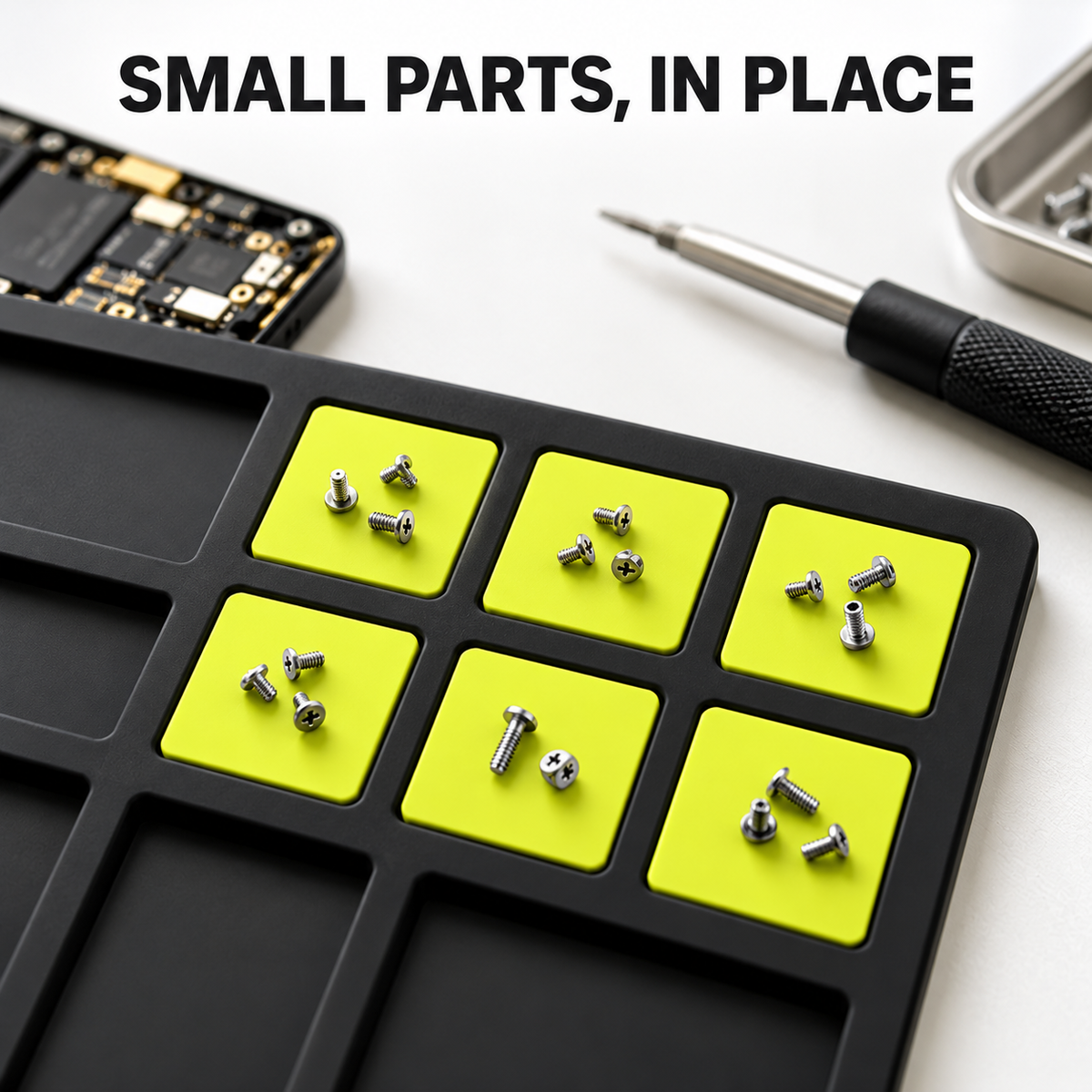 Magnetic Silicone Repair Mat with Tool Organization Slots