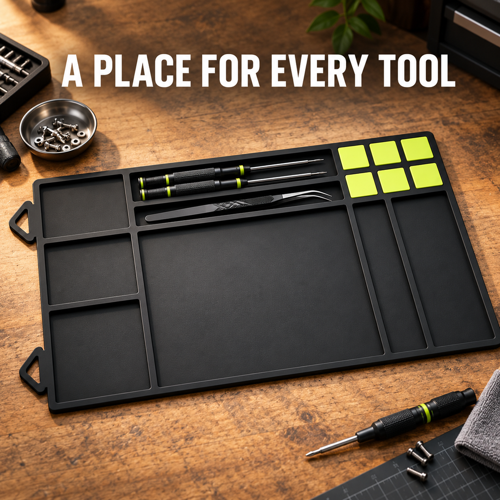 Magnetic Silicone Repair Mat with Tool Organization Slots