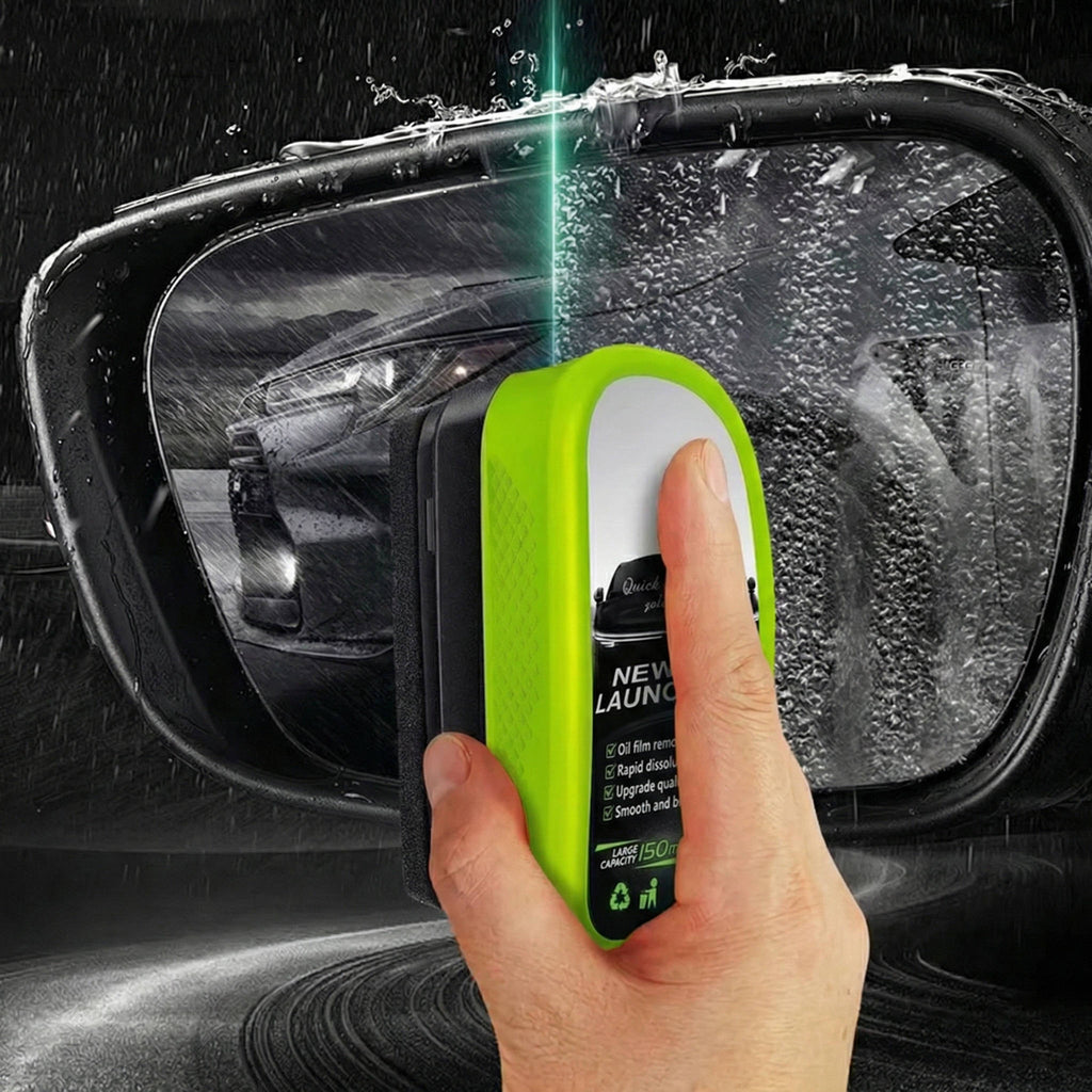 Green oil film cleaning brush used on car glass