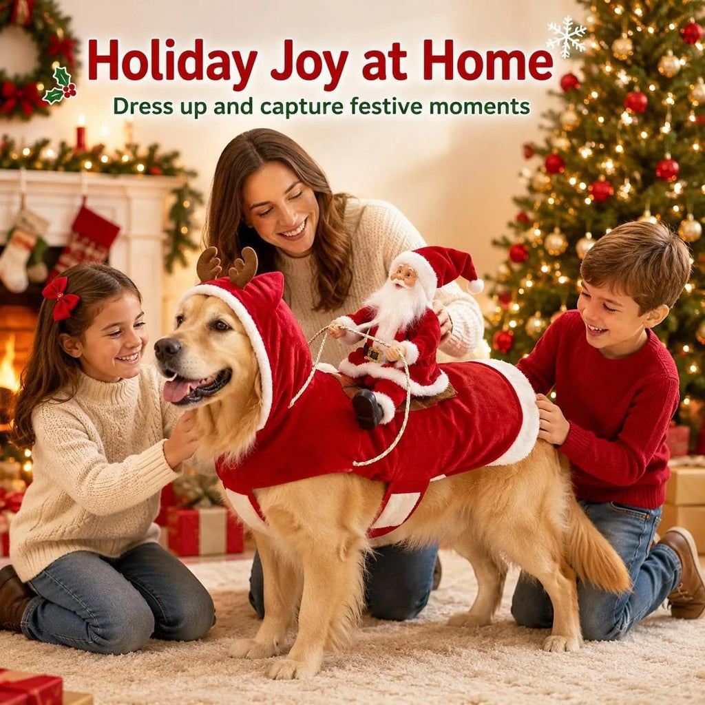 Christmas Santa Rider Dog Costume Pet Outfit