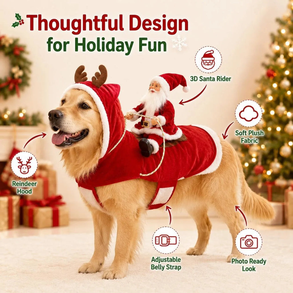 Christmas Santa Rider Dog Costume Pet Outfit
