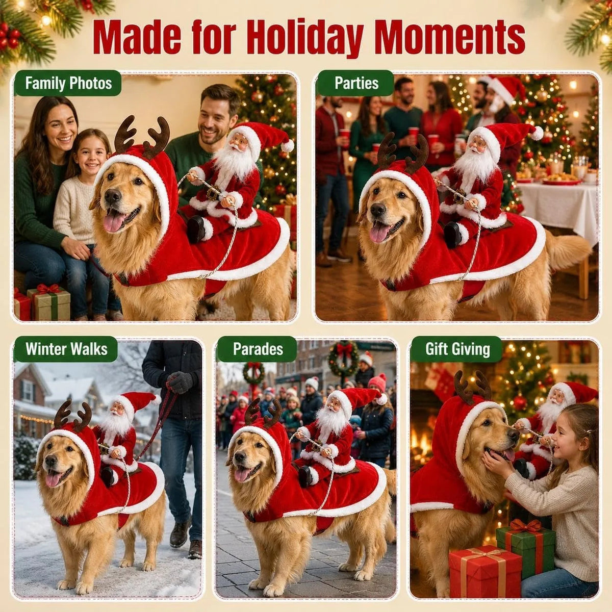 Christmas Santa Rider Dog Costume Pet Outfit