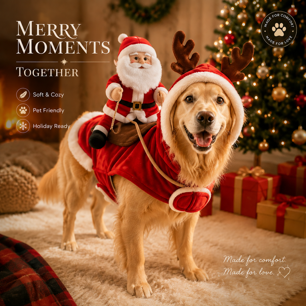 Red Santa rider dog costume