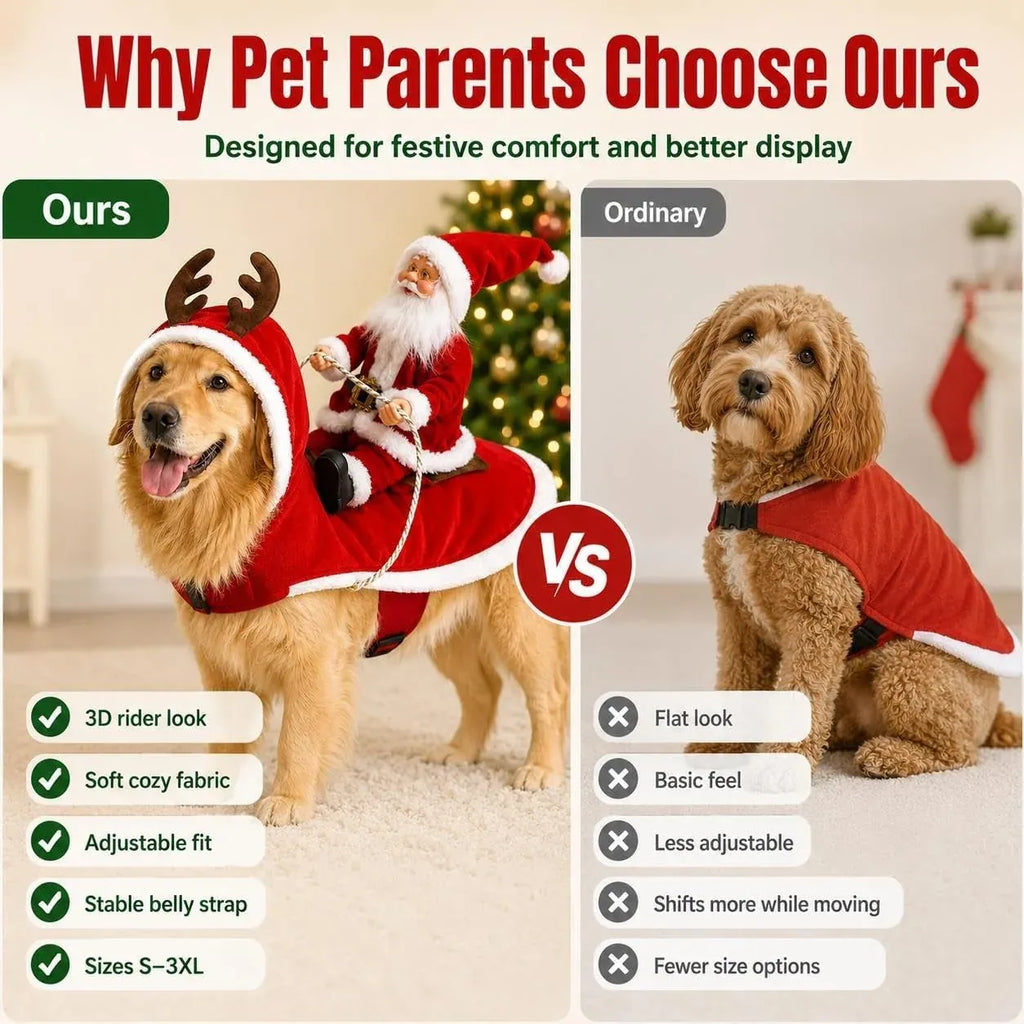 Christmas Santa Rider Dog Costume Pet Outfit