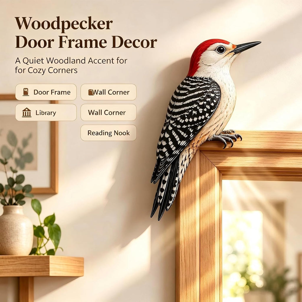 Woodpecker by a doorway