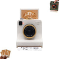 White camera-shaped latte art stencil kit