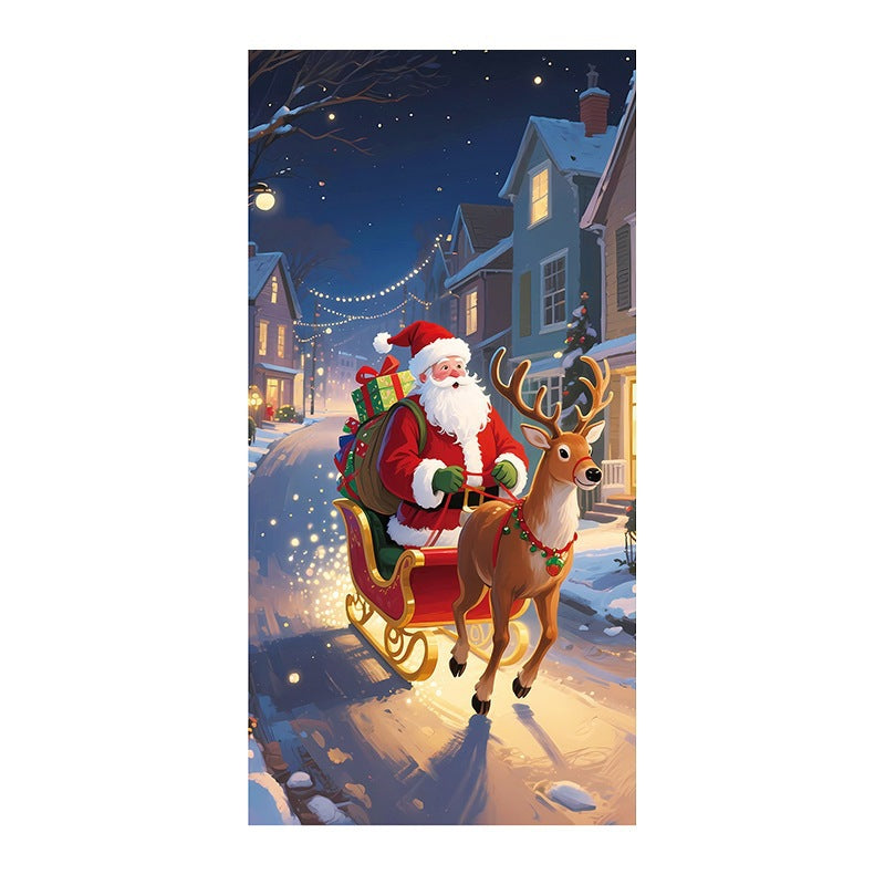 Christmas Santa Claus Front Door Cover Decoration Banner