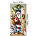 Christmas Santa Claus Front Door Cover Decoration Banner