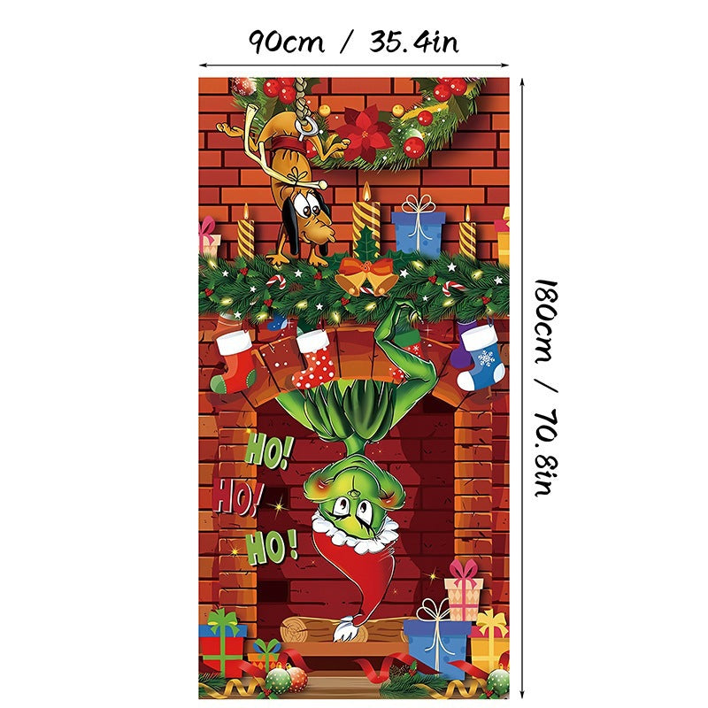 Christmas Santa Claus Front Door Cover Decoration Banner