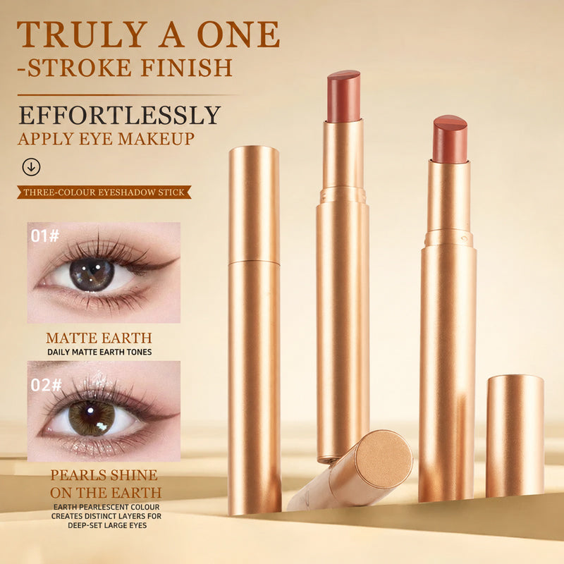 3-Color Matte Earth-Tone Eyeshadow Stick